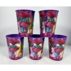 DreamWorks Trolls World Tour Plastic Party Cups 16oz Set of 5 Amscan Reusable‎